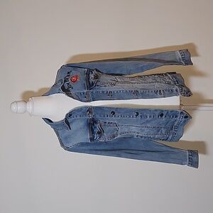 Jim Beam Trucker Jacket Coat Blue Jean Denim Button Down Faded Bourbon Whiskey S